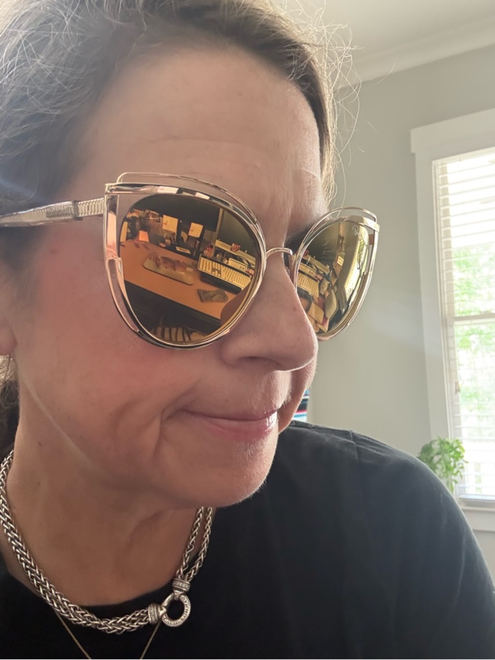 Roberto Cavalli Gold Mirrored Cat-Eye Sunglasses - Picture 2 of 5